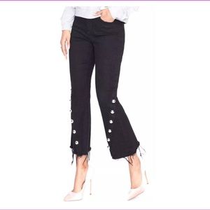 RACHEL ROY black crop flare leg studded denim
